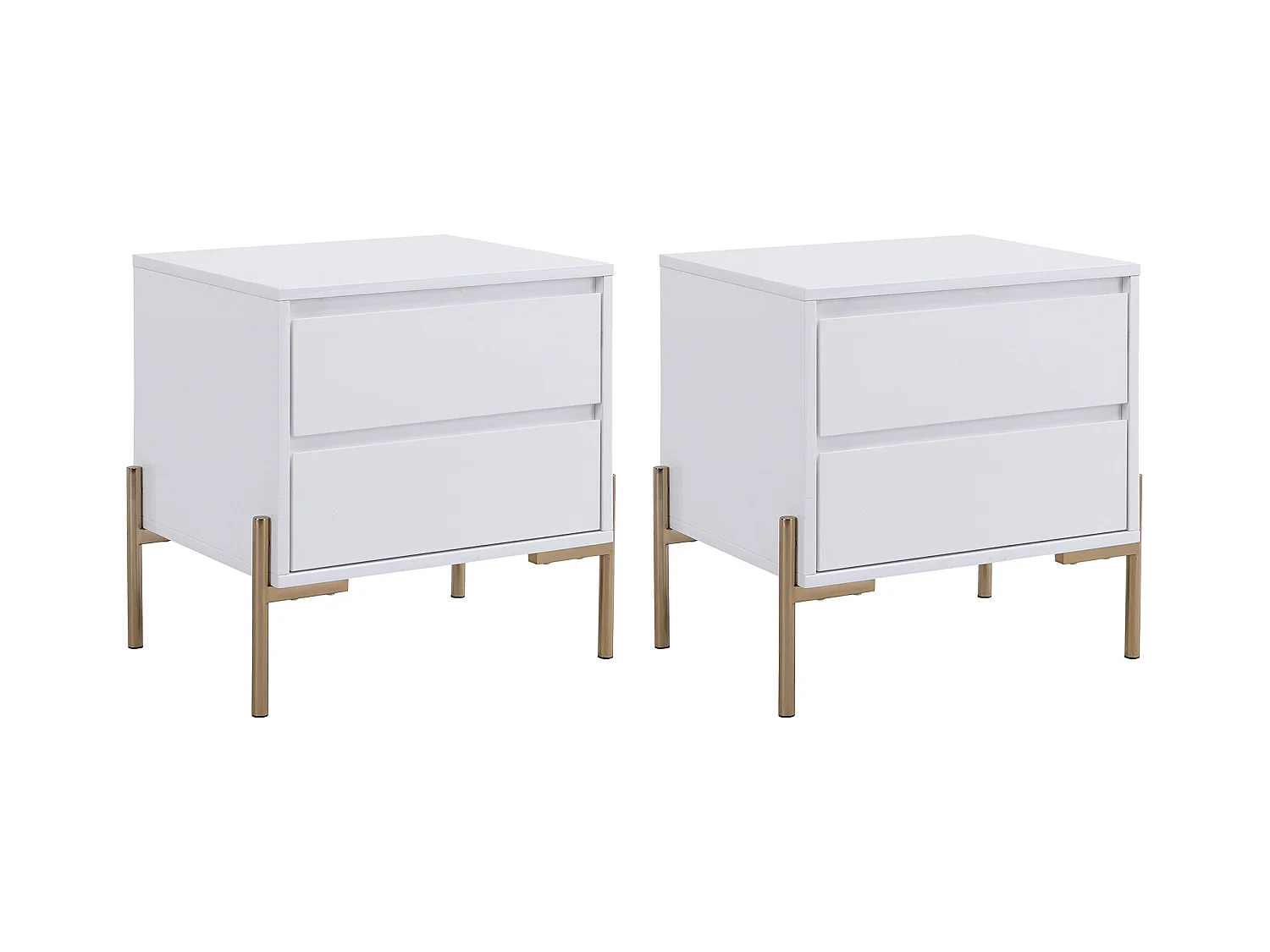 Set van 2 nachtkastjes met 2 lades - Mdf en metaal - Wit gelakt en goud - KORASA van Pascal Morabito