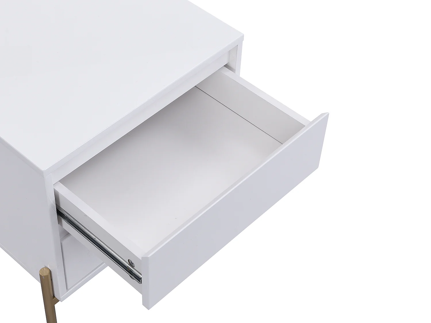 Lot de 2 tables de chevet avec 2 tiroirs - MDF et métal - Blanc laqué et doré - KORASA de Pascal Morabito