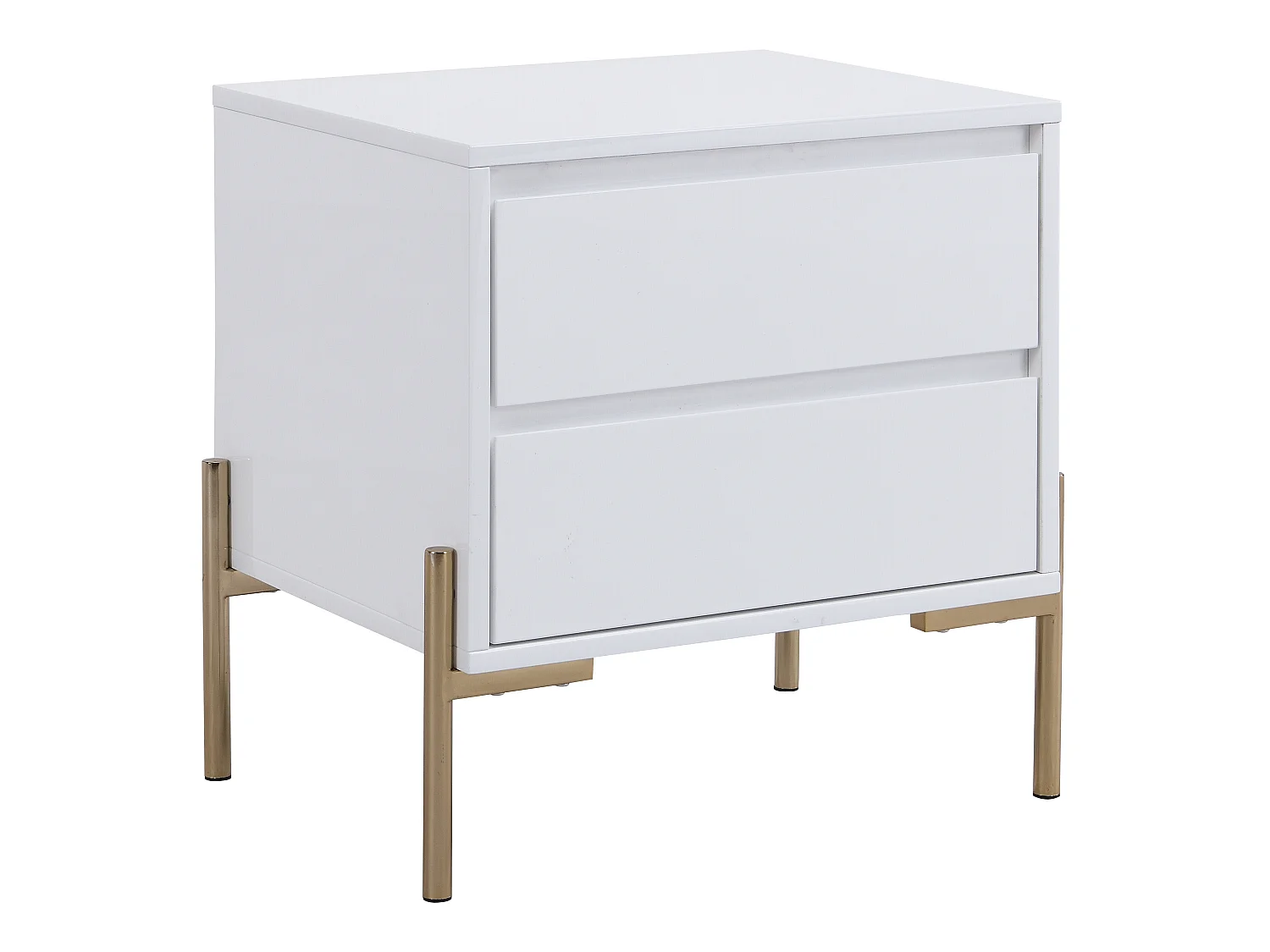 Lot de 2 tables de chevet avec 2 tiroirs - MDF et métal - Blanc laqué et doré - KORASA de Pascal Morabito