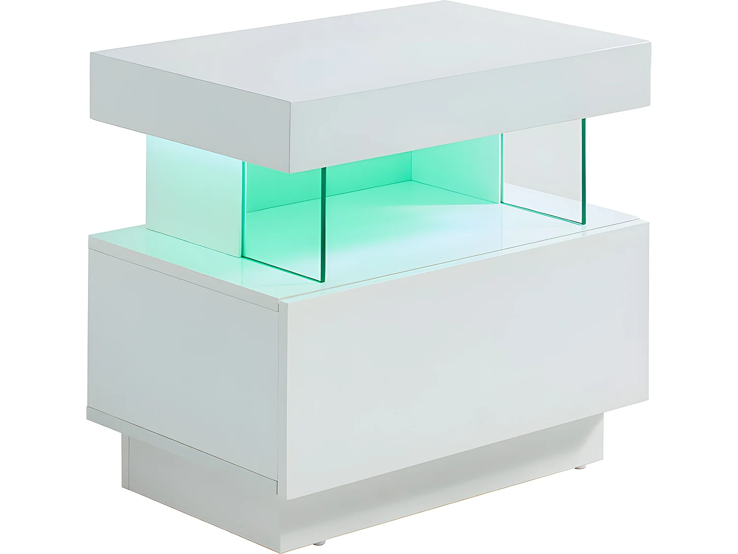 Lot de 2 tables de chevet 1 tiroir et 1 niche - Avec LEDs - MDF - Blanc laqué - FABIO II