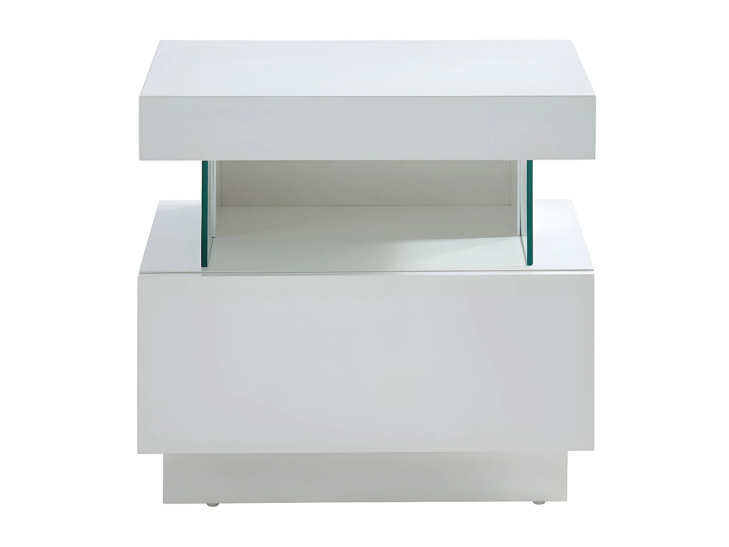 Lot de 2 tables de chevet 1 tiroir et 1 niche - Avec LEDs - MDF - Blanc laqué - FABIO II