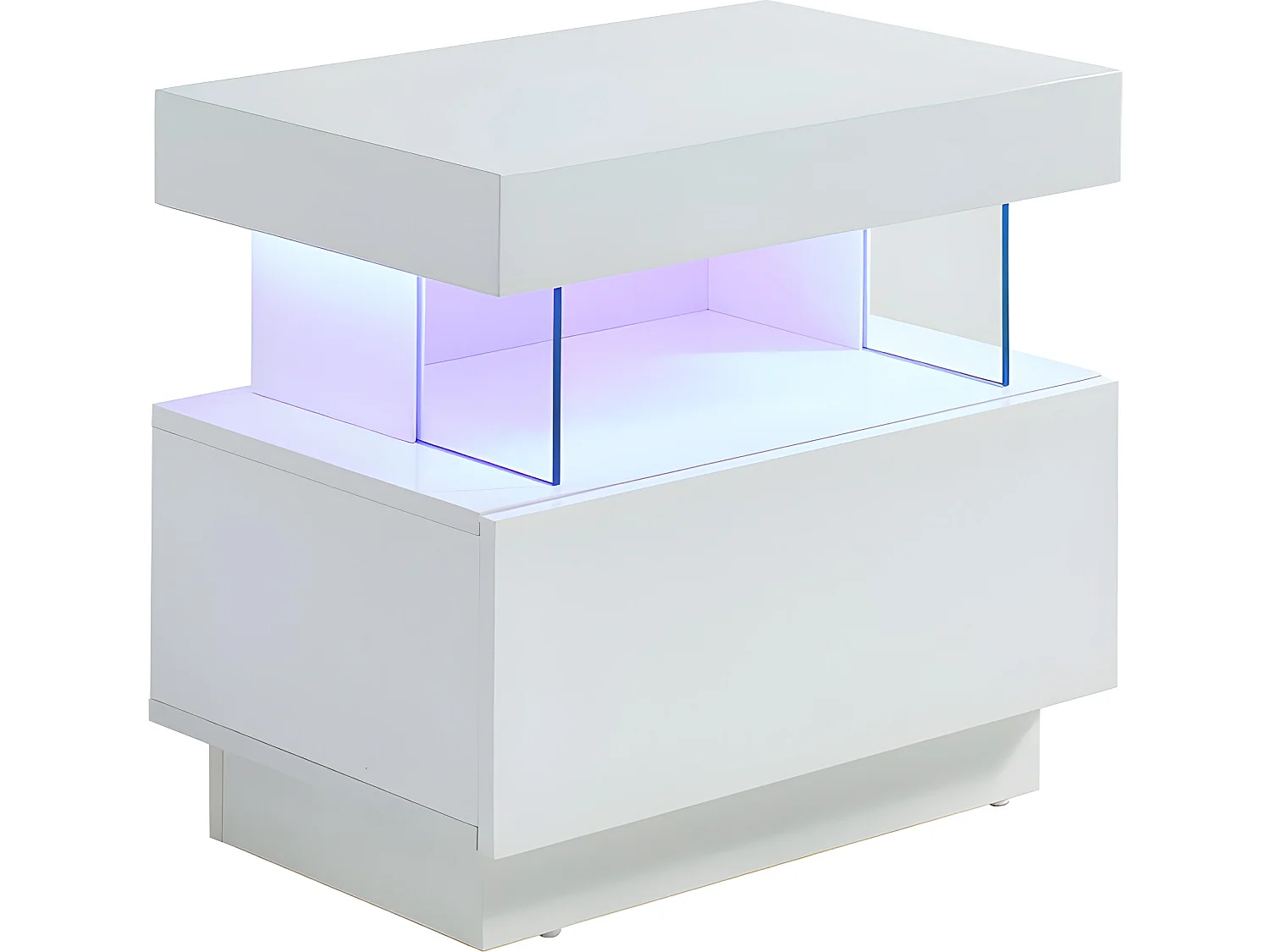 Lot de 2 tables de chevet 1 tiroir et 1 niche - Avec LEDs - MDF - Blanc laqué - FABIO II