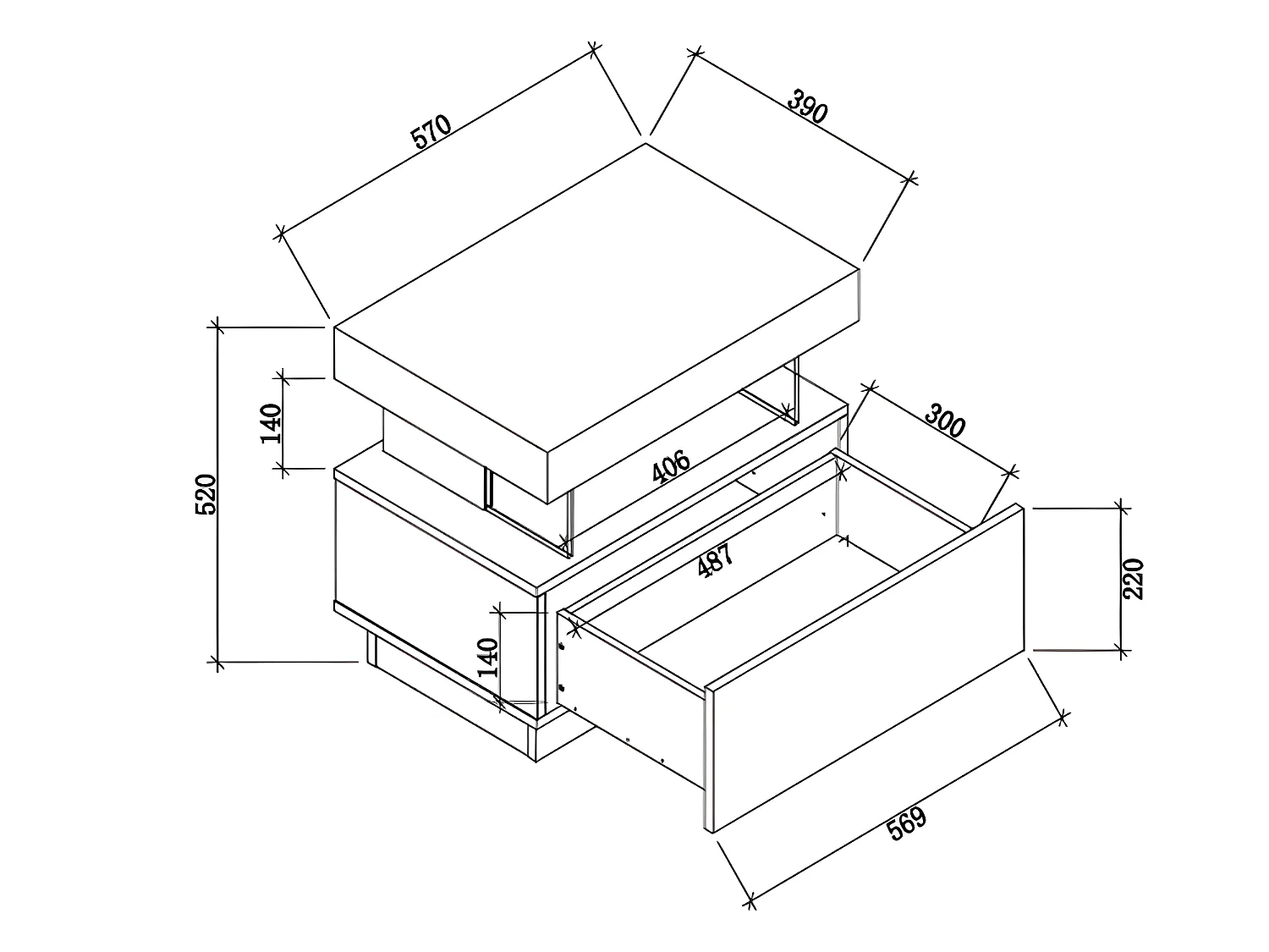 Lot de 2 tables de chevet 1 tiroir et 1 niche - Avec LEDs - MDF - Blanc laqué - FABIO II