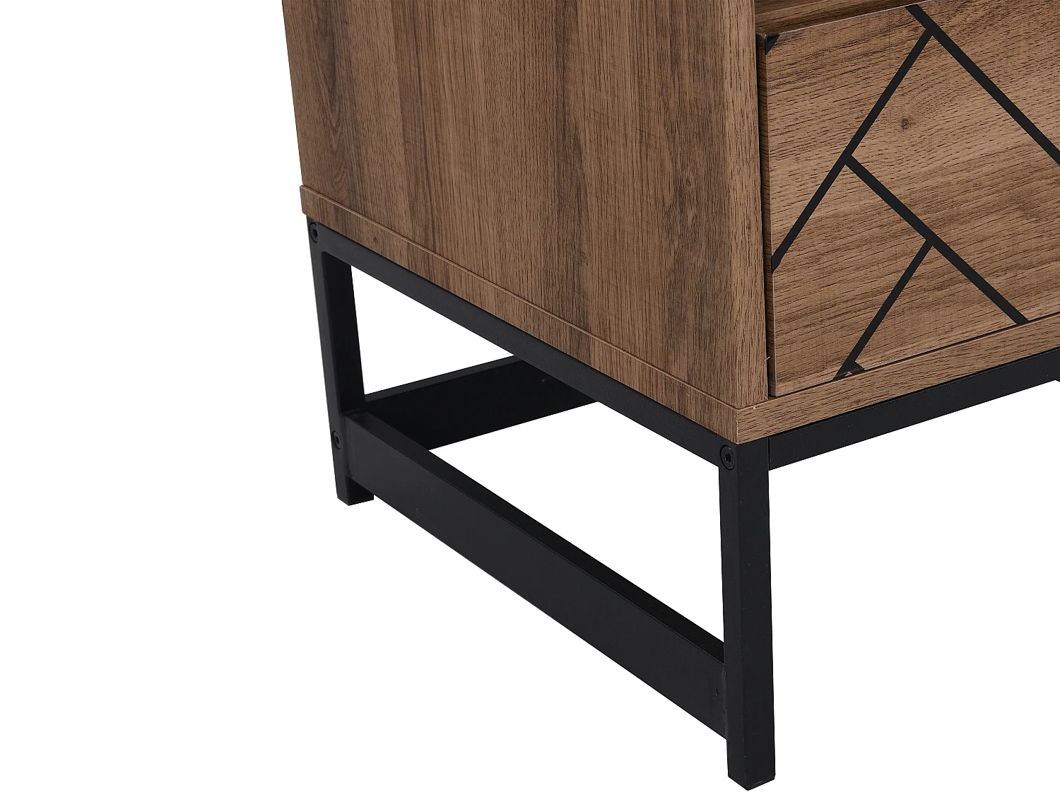 2er-Set Nachttische mit 1 Schublade & 1 Ablage - MDF & Stahl - Holzfarben & Schwarz - CARATANA