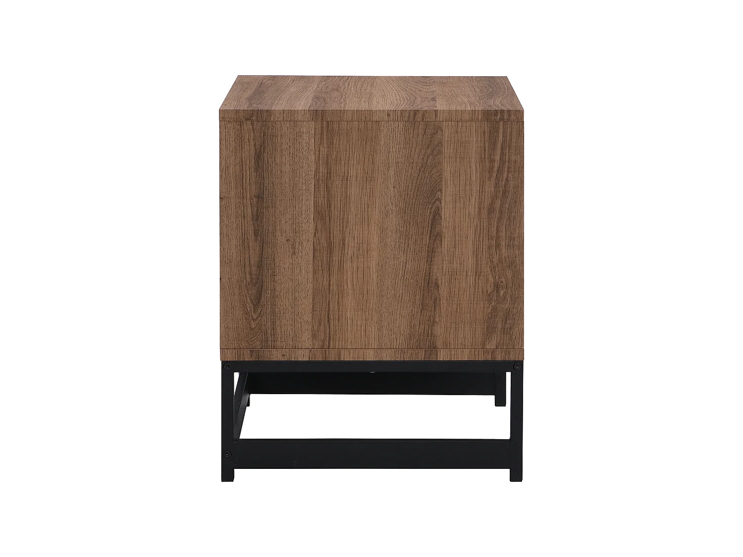 Lot de 2 tables de chevet 1 tiroir et 1 niche - MDF et Acier - Coloris : Naturel et noir - CARATANA