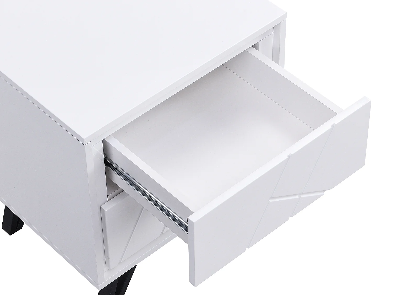 Comodino 2 cassetti con LED MDF Bianco laccato - Lotto di 2 - SALIANO