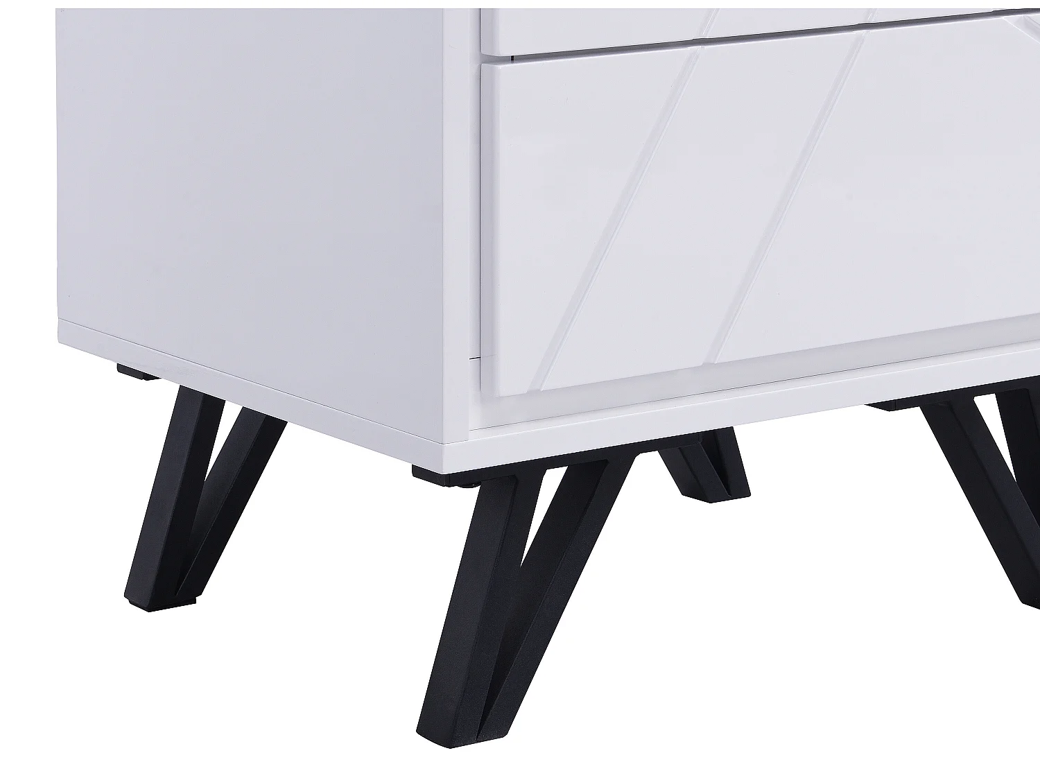 Comodino 2 cassetti con LED MDF Bianco laccato - Lotto di 2 - SALIANO