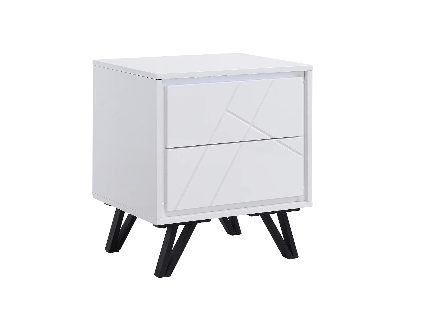 2er-Set Nachttische mit 2 Schubladen & LED-Beleuchtung - MDF - Weiß lackiert - SALIANO