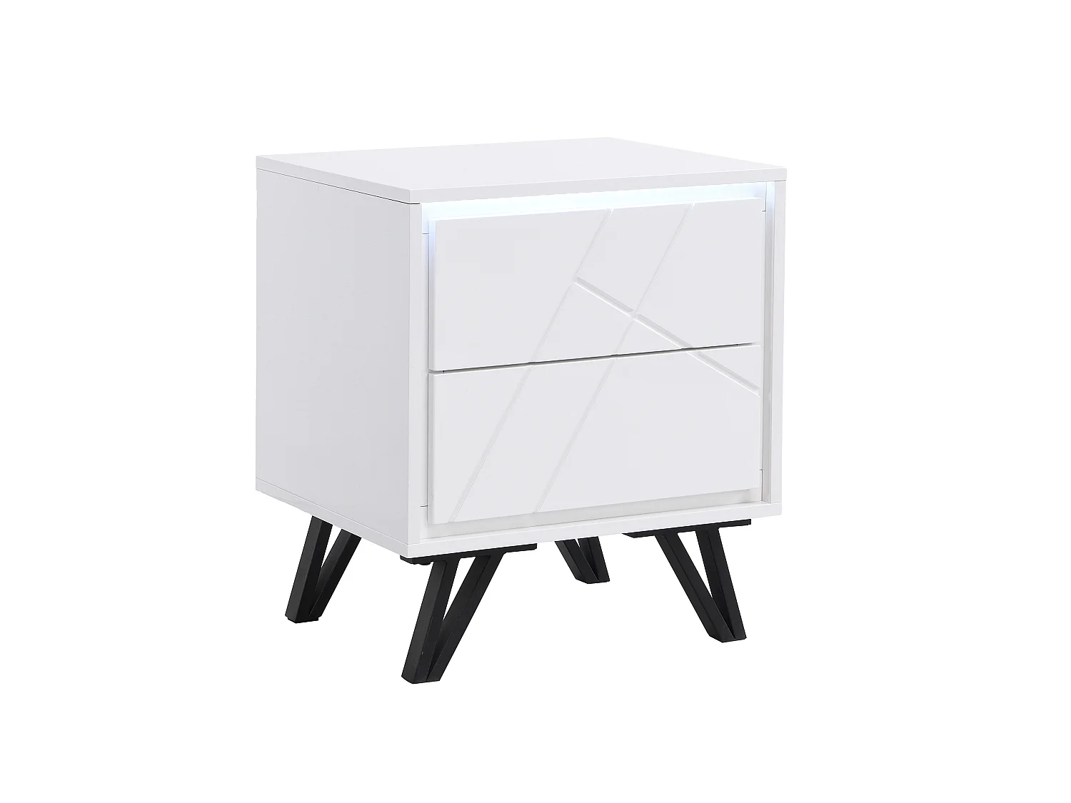 2er-Set Nachttische mit 2 Schubladen & LED-Beleuchtung - MDF - Weiß lackiert - SALIANO