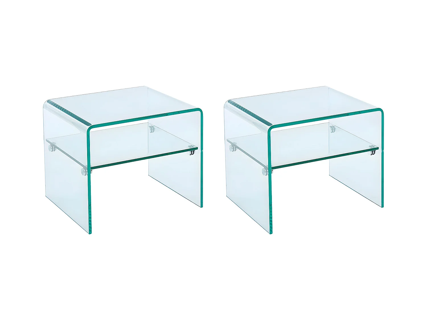 Lot de 2 tables de chevet - 1 niche - Verre trempé - STILEOS