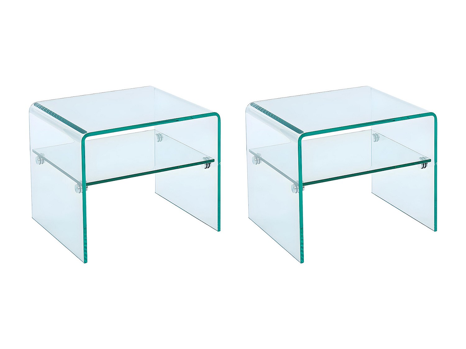 2er-Set Nachttische mit 1 Ablage - Sicherheitsglas - STILEOS günstig online kaufen