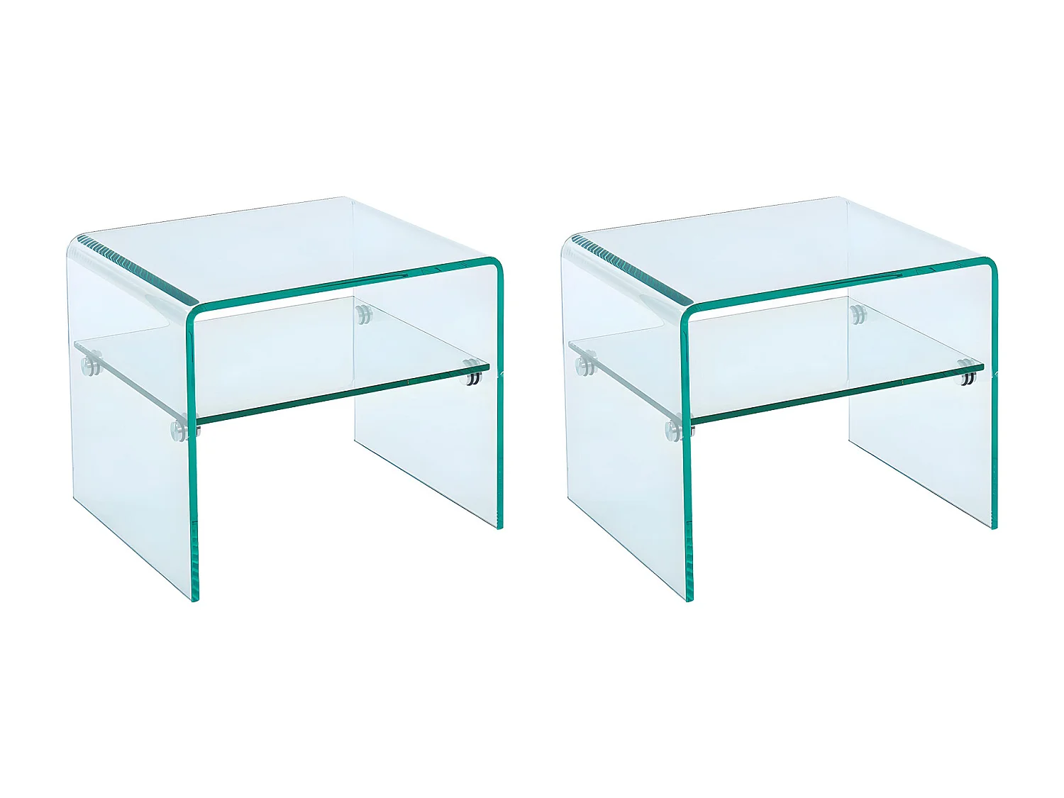 2er-Set Nachttische mit 1 Ablage - Sicherheitsglas - STILEOS