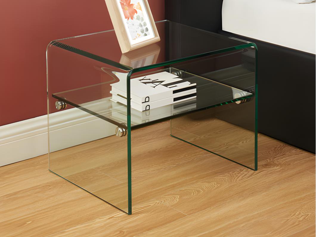 Lot de 2 tables de chevet - 1 niche - Verre trempé - STILEOS