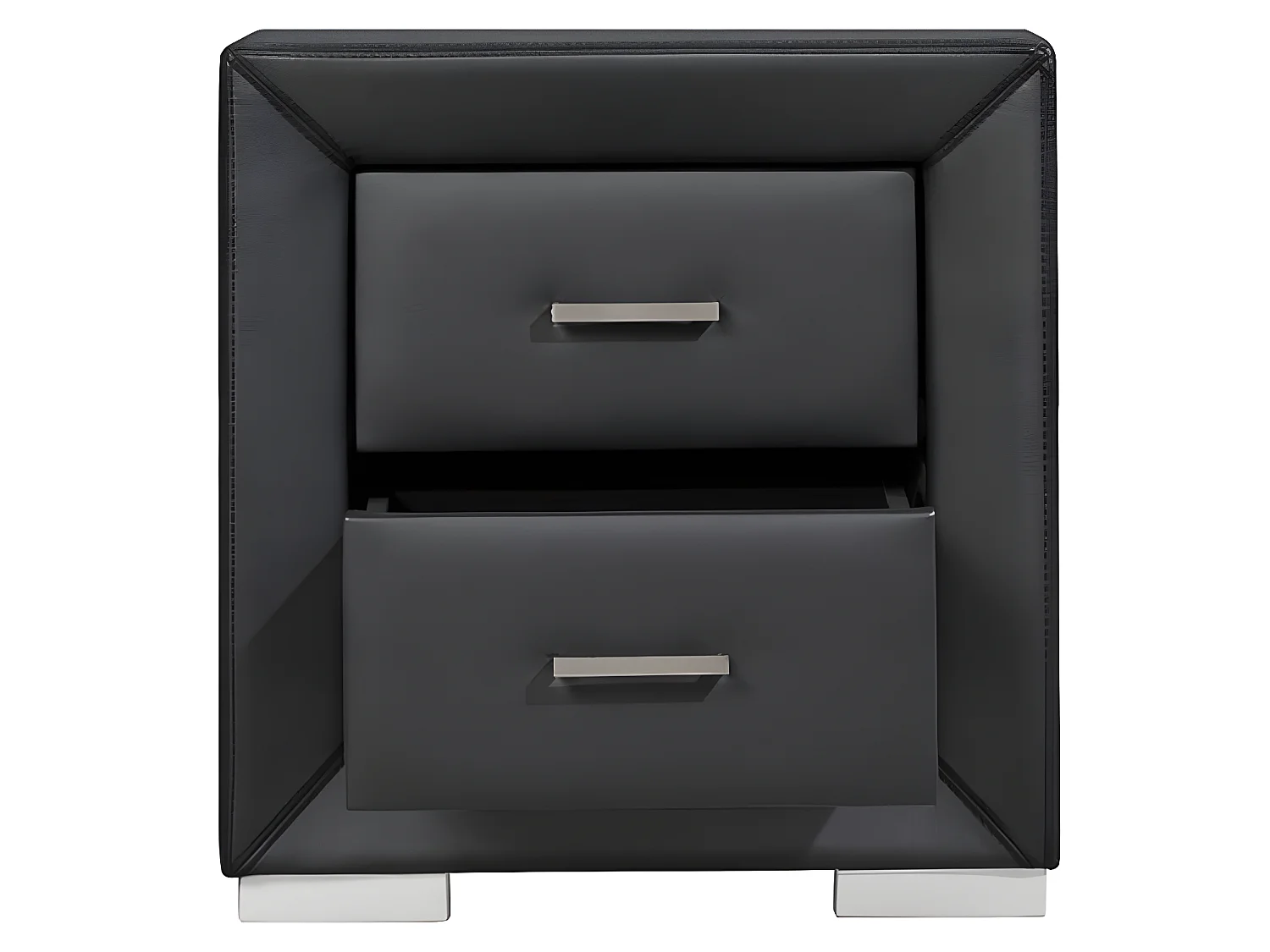 Lot de 2 tables de chevet - 2 tiroirs - Simili noir - CAPITOLE