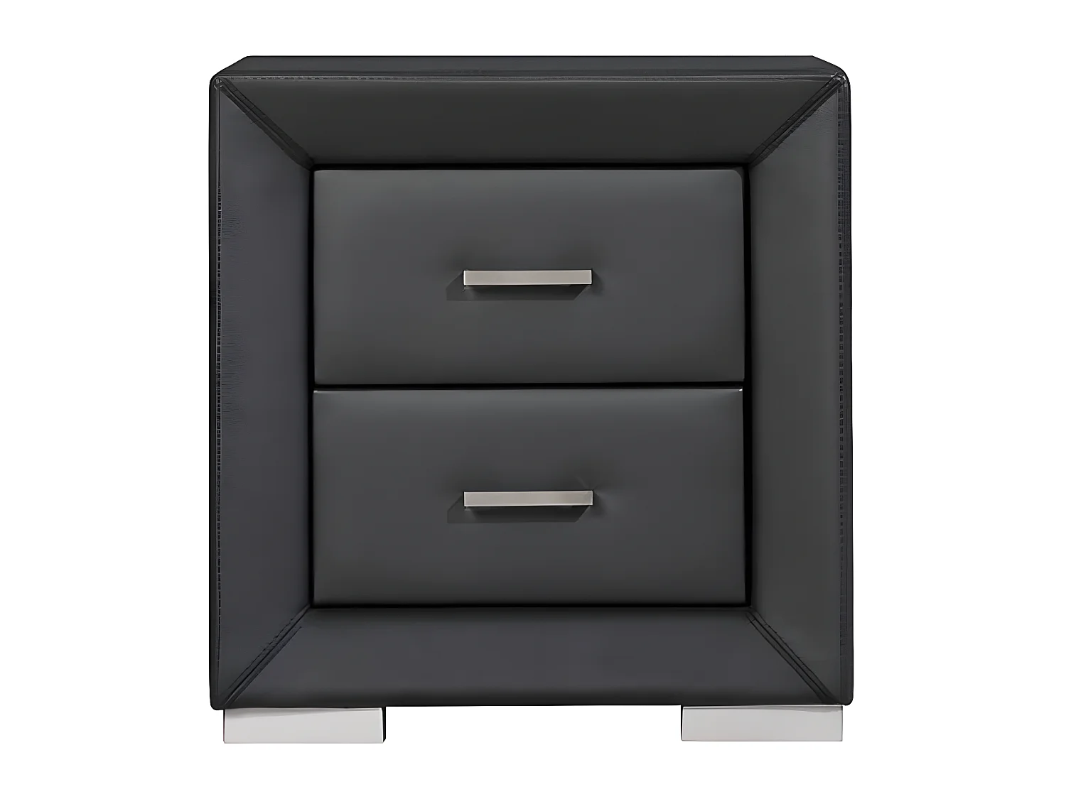 Juego de 2 mesitas de noche - 2 cajones - Imitación cuero negro - CAPITOLE