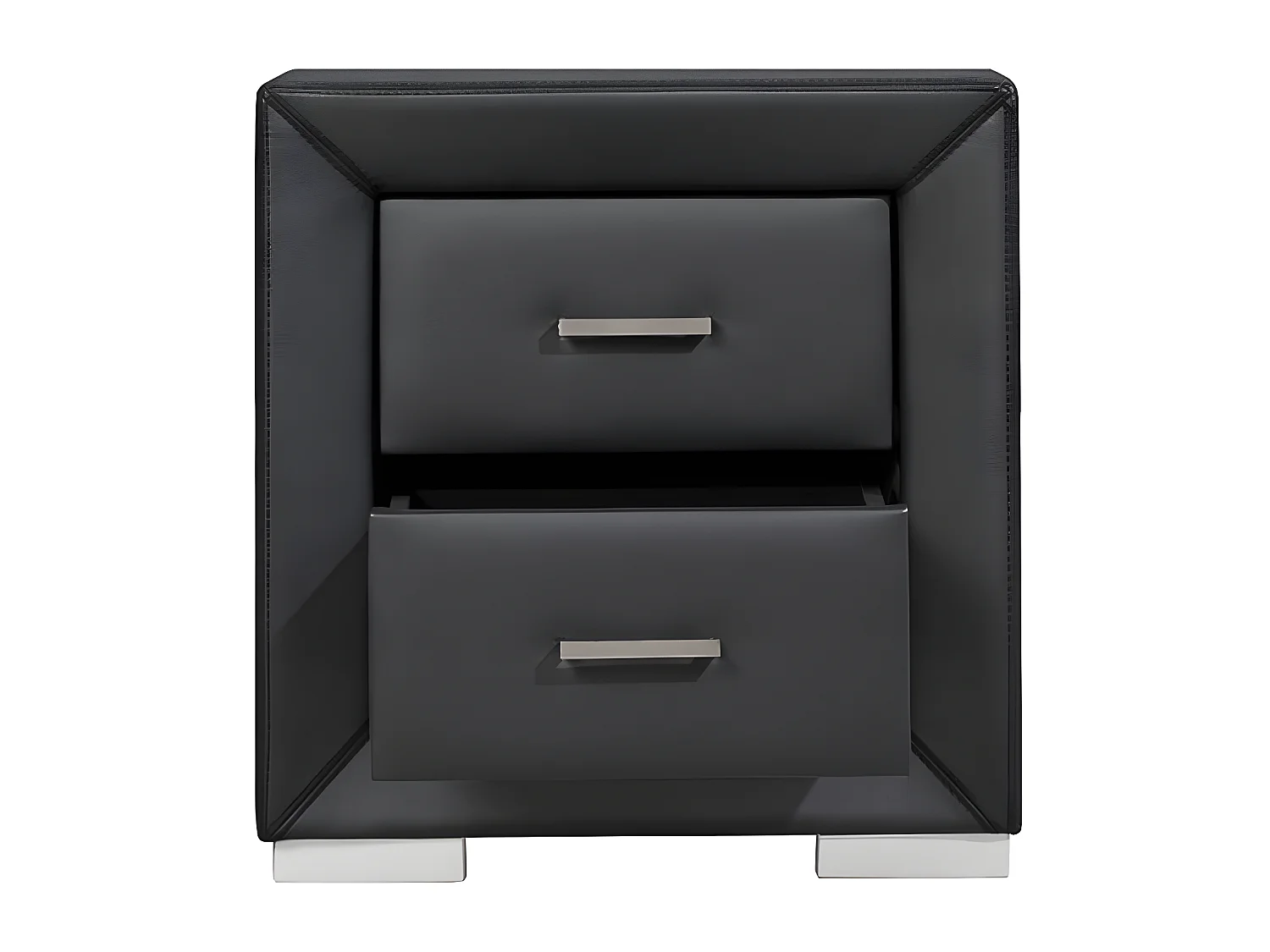 Juego de 2 mesitas de noche - 2 cajones - Imitación cuero negro - CAPITOLE