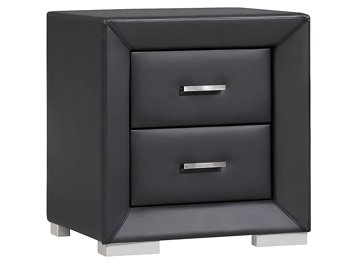 Lot de 2 tables de chevet - 2 tiroirs - Simili noir - CAPITOLE