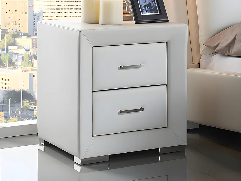 Lote de 2 mesitas de noche - 2 cajones - Imitación blanco - CAPITOLE