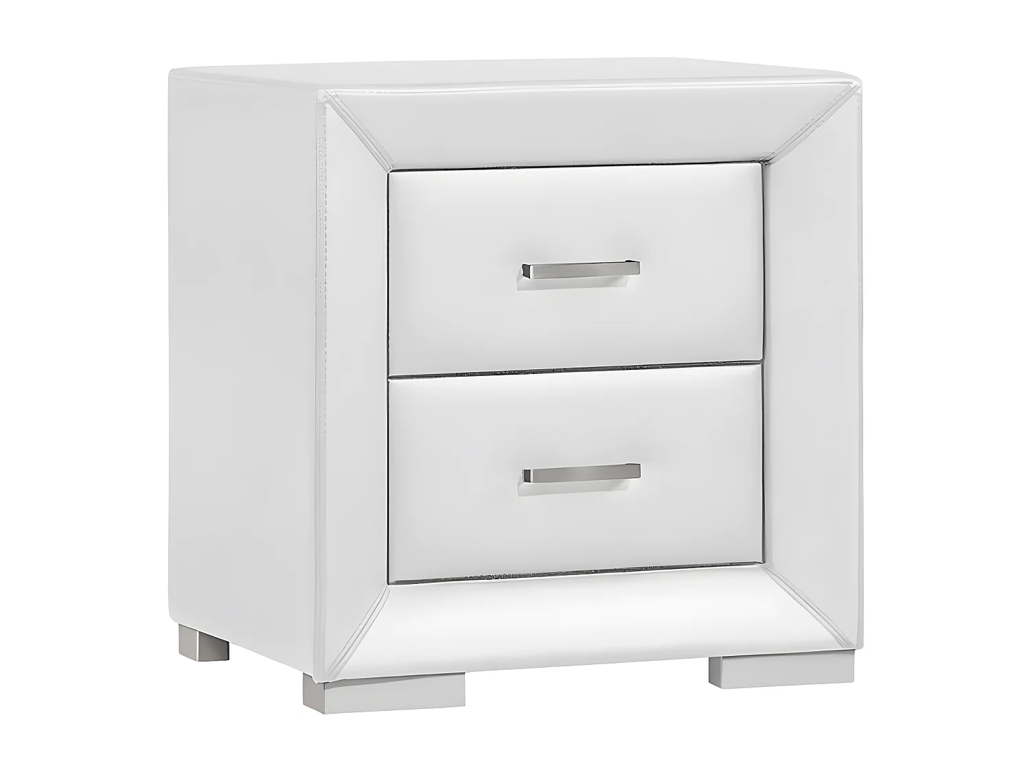 Comodino 2 cassetti Similpelle Bianco - Lotto di 2 - CAPITOLE