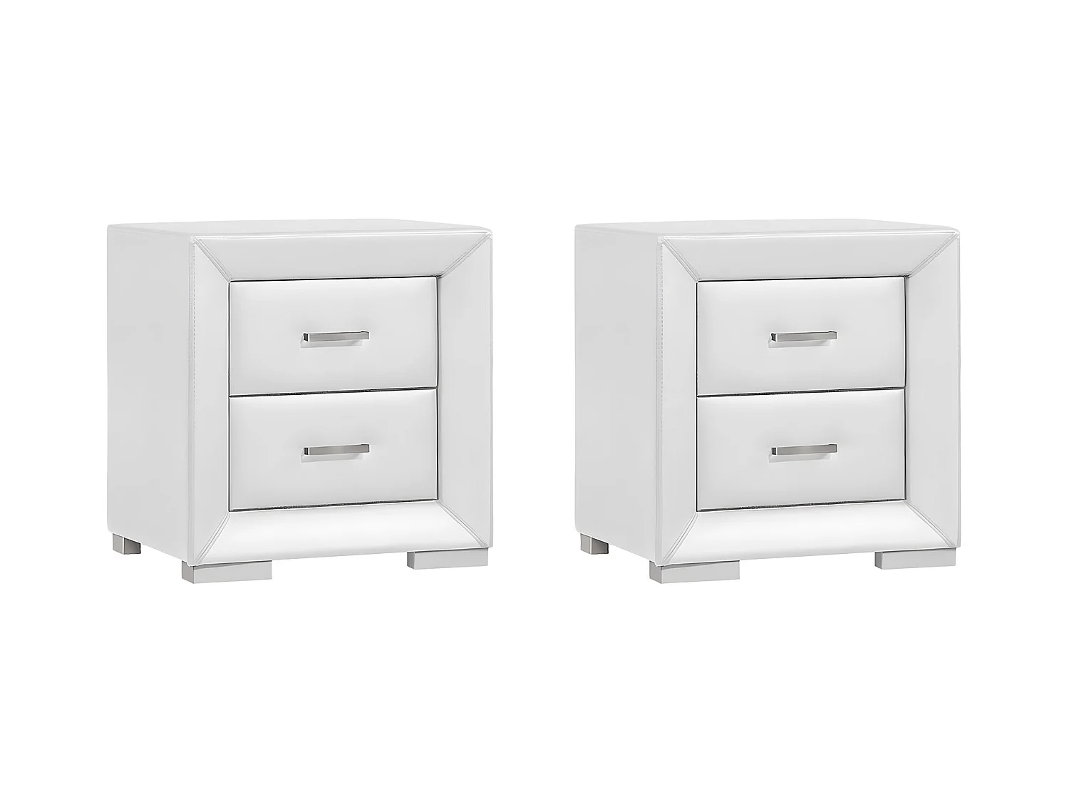 Comodino 2 cassetti Similpelle Bianco - Lotto di 2 - CAPITOLE