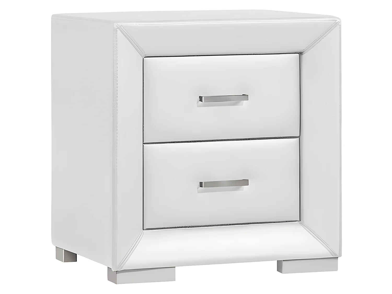 Lot de 2 tables de chevet - 2 tiroirs - Simili blanc - CAPITOLE