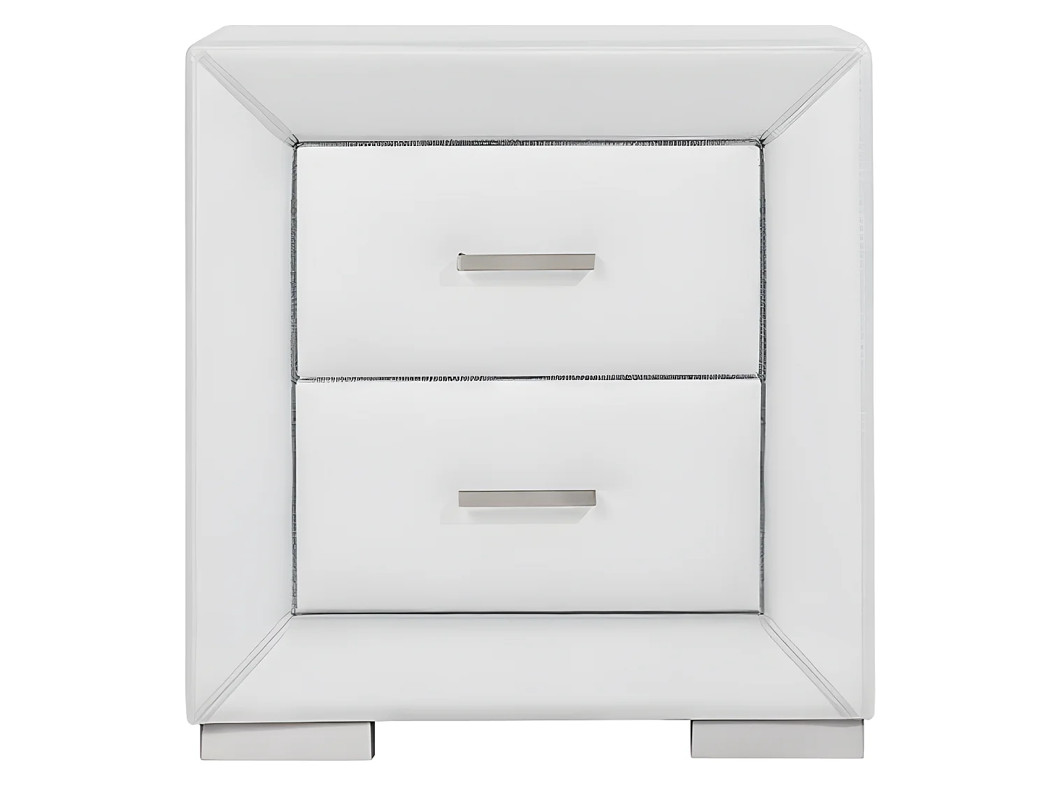 Lot de 2 tables de chevet - 2 tiroirs - Simili blanc - CAPITOLE