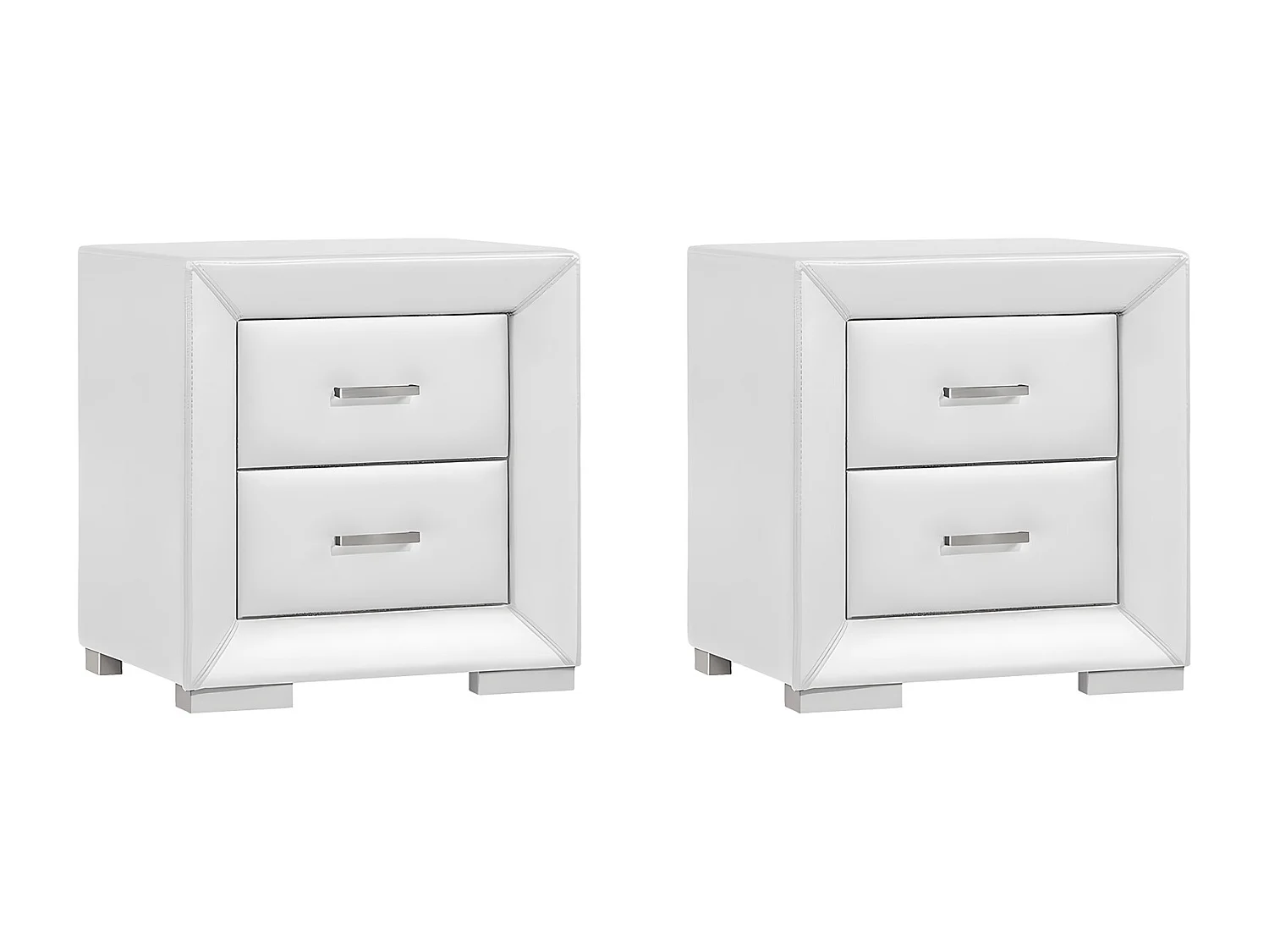 Lot de 2 tables de chevet - 2 tiroirs - Simili blanc - CAPITOLE