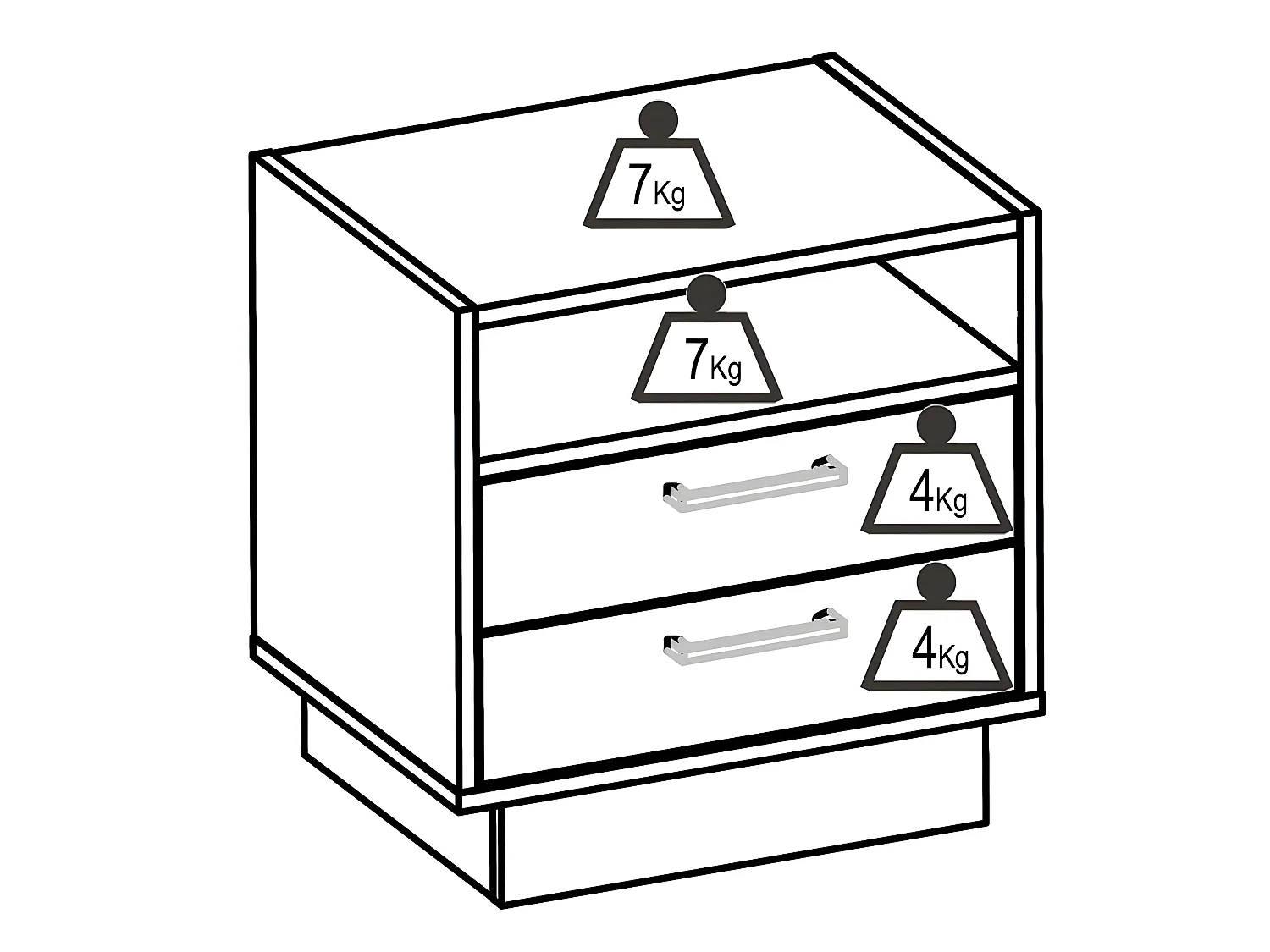 Comodino 2 cassetti e 1 nicchia Naturale e Bianco - Lotto di 2 - LEANDRE