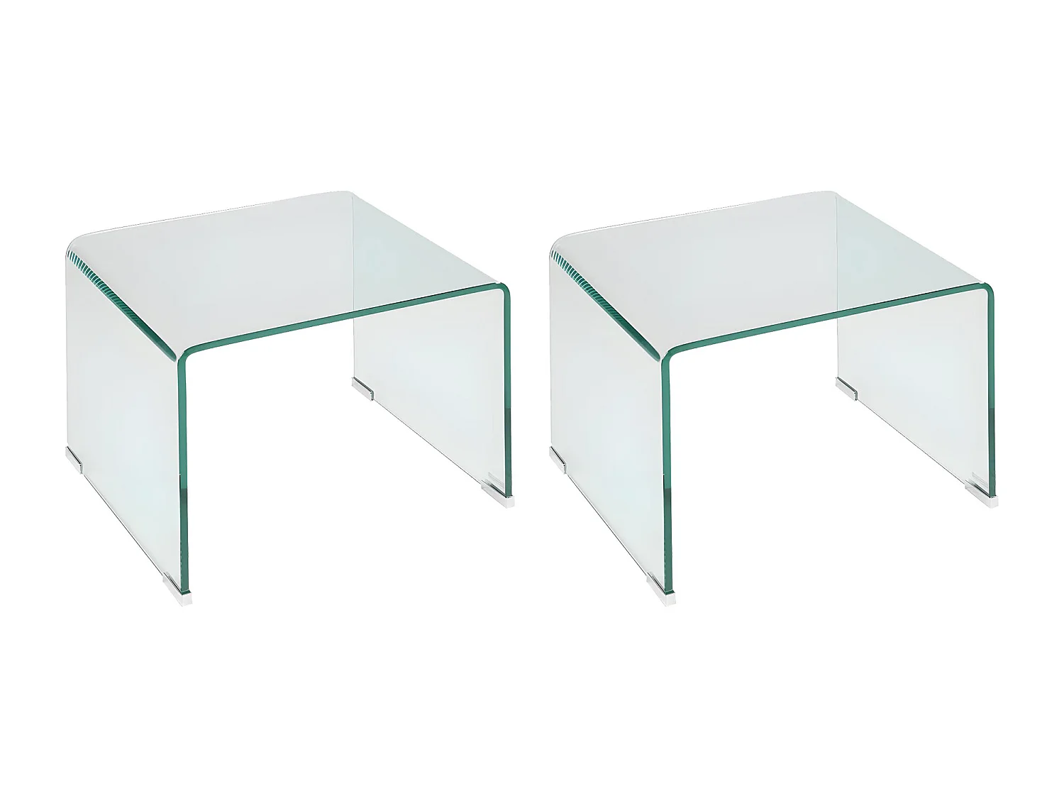 Lot de 2 tables de chevet - Verre trempé courbé - SUZANA