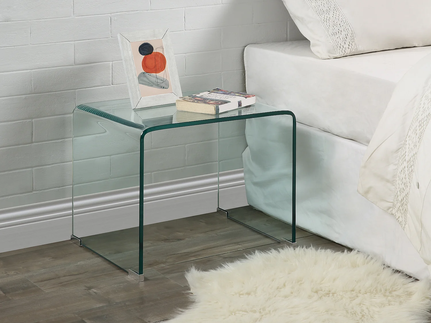 Lot de 2 tables de chevet - Verre trempé courbé - SUZANA