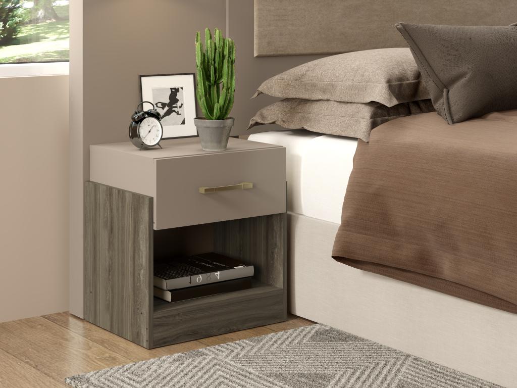 2er-Set Nachttische mit 1 Schublade & 1 Ablage - Taupe & Braun - BODIL II günstig online kaufen