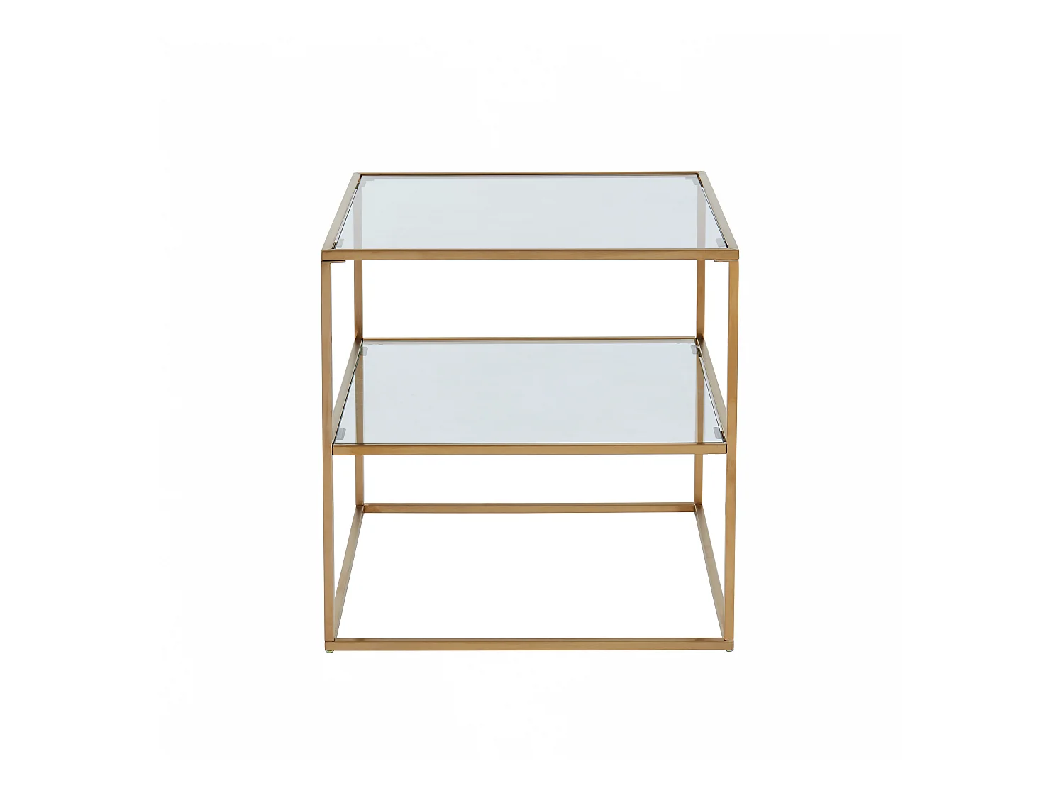 2er-Set Nachttische mit 1 Ablage - Glas & Stahl - Goldfarben - KOHANA