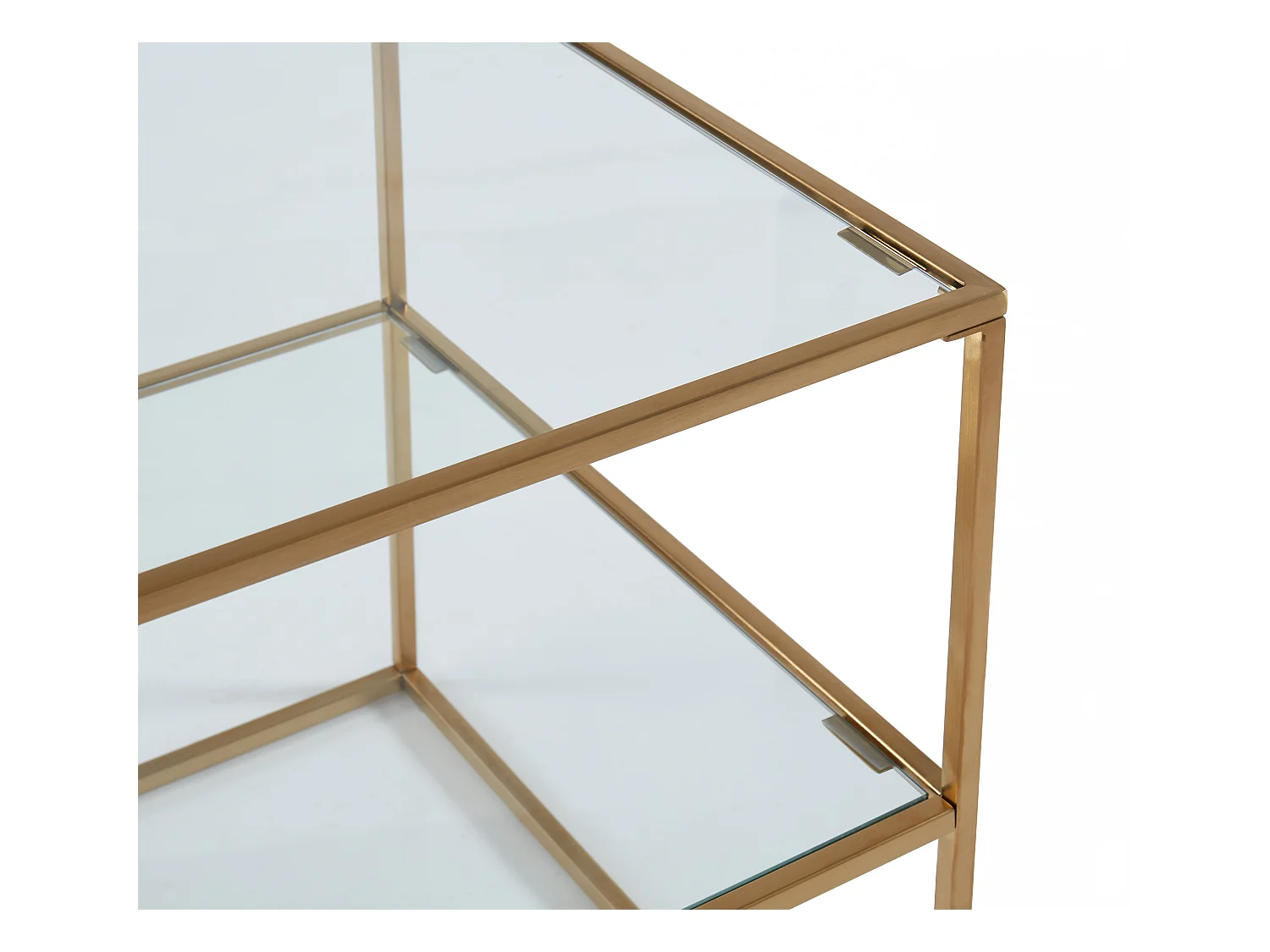 2er-Set Nachttische mit 1 Ablage - Glas & Stahl - Goldfarben - KOHANA