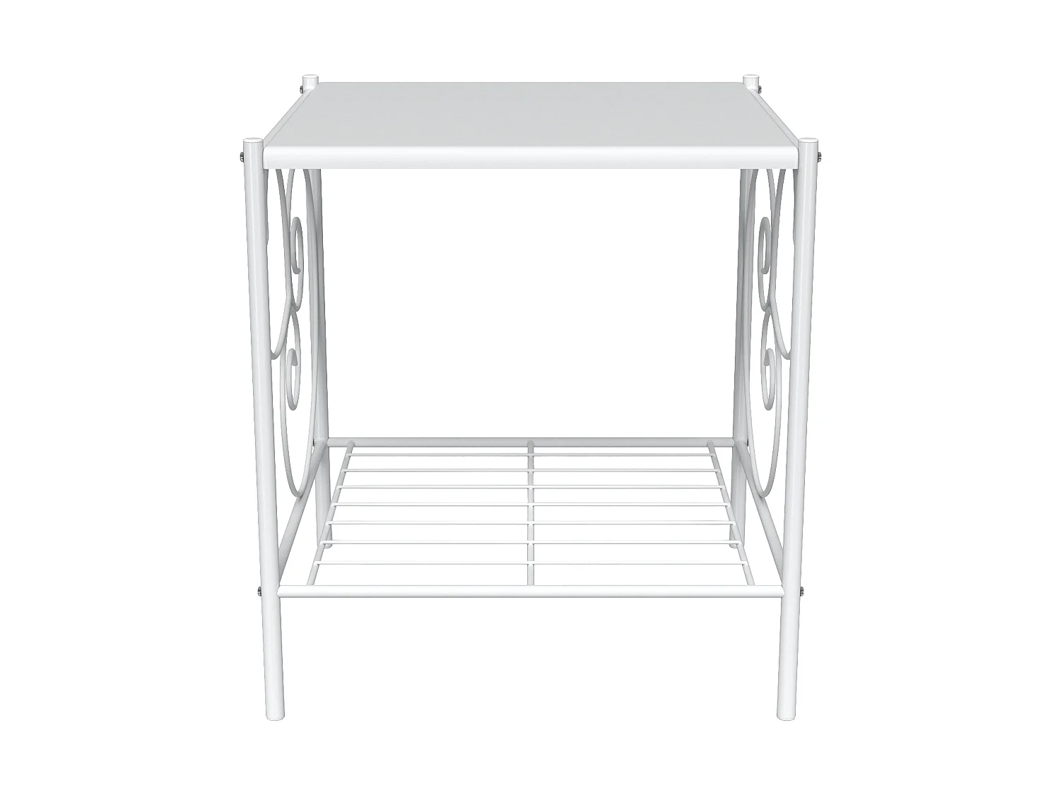 Lot de 2 tables de chevet romantique - 1 tablette - Métal - Blanc - VIVIAN