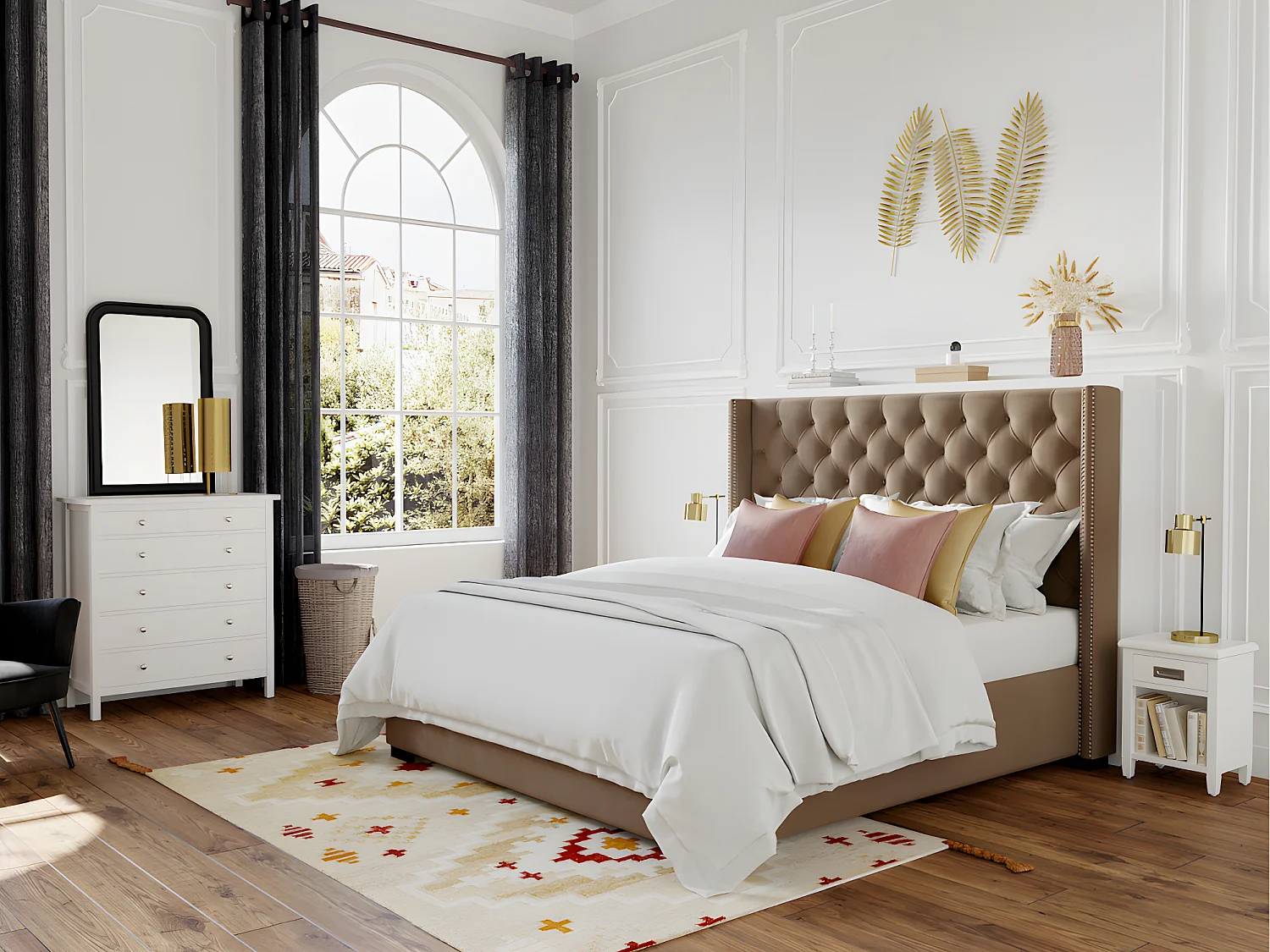 Lot de 2 tables de chevet - 1 tiroir et 1 niche - Pin - Blanc - GUERANDE