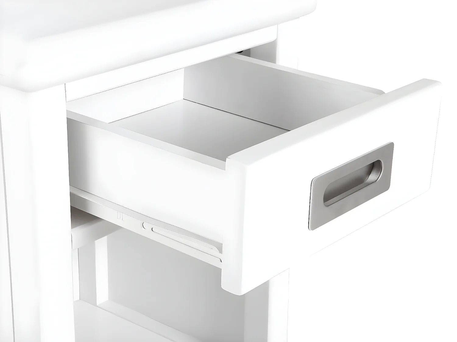 Lot de 2 tables de chevet - 1 tiroir et 1 niche - Pin - Blanc - GUERANDE