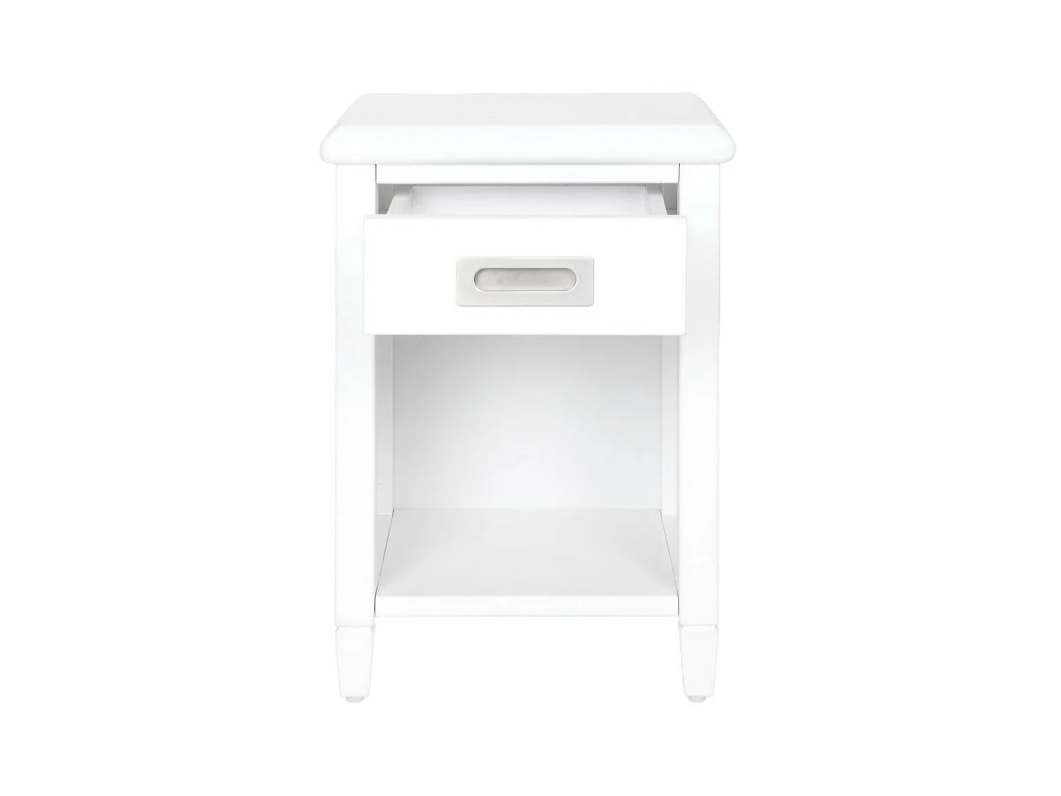 Lot de 2 tables de chevet - 1 tiroir et 1 niche - Pin - Blanc - GUERANDE