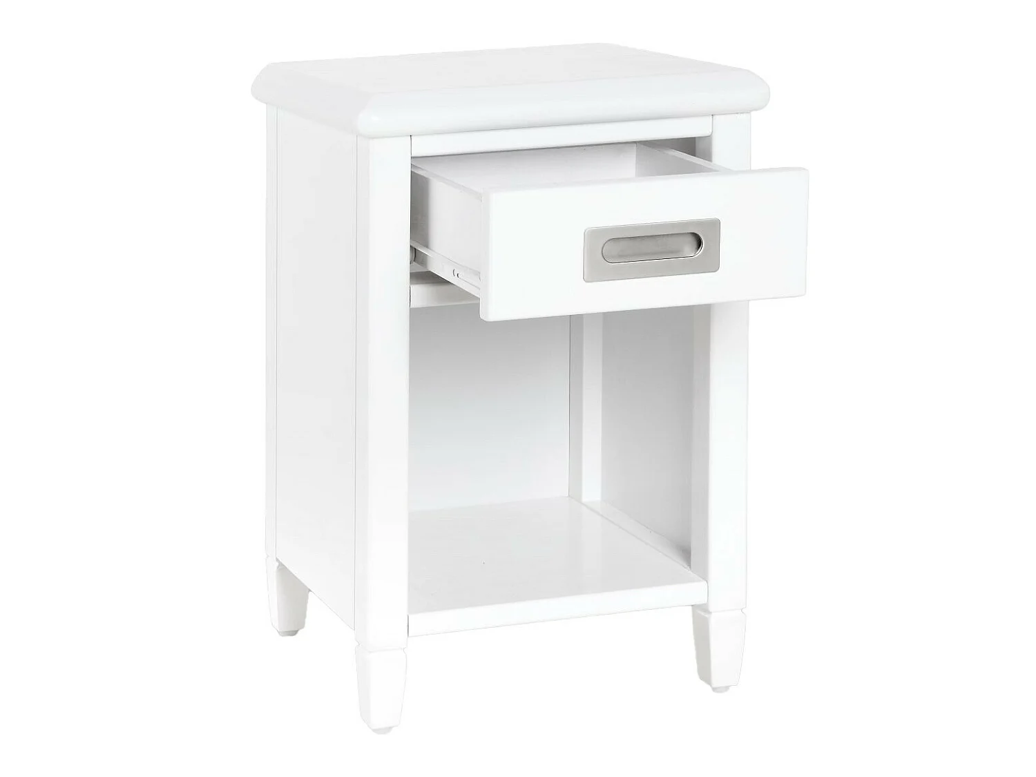 Lot de 2 tables de chevet - 1 tiroir et 1 niche - Pin - Blanc - GUERANDE