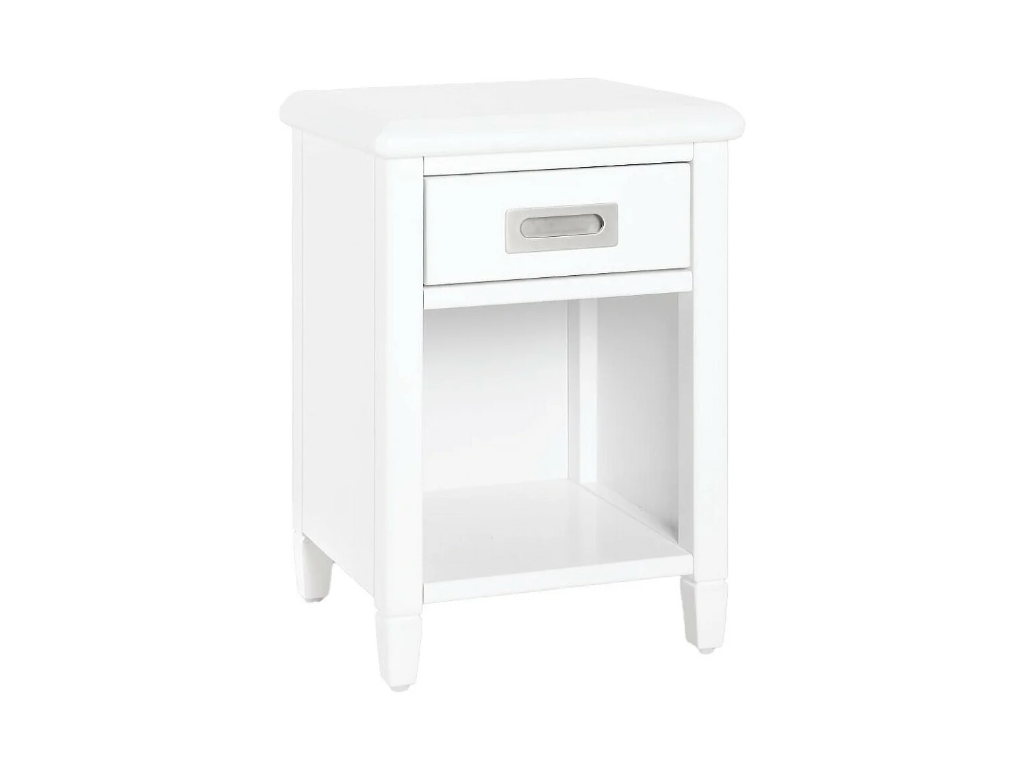 Lot de 2 tables de chevet - 1 tiroir et 1 niche - Pin - Blanc - GUERANDE