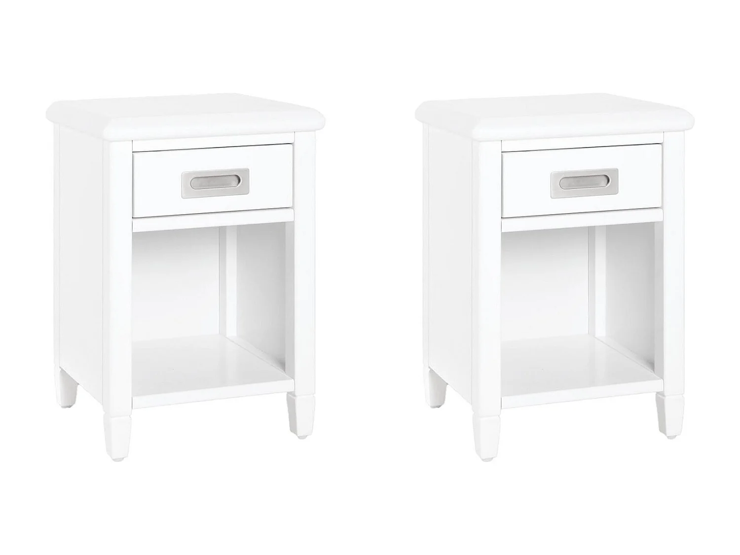Lot de 2 tables de chevet - 1 tiroir et 1 niche - Pin - Blanc - GUERANDE