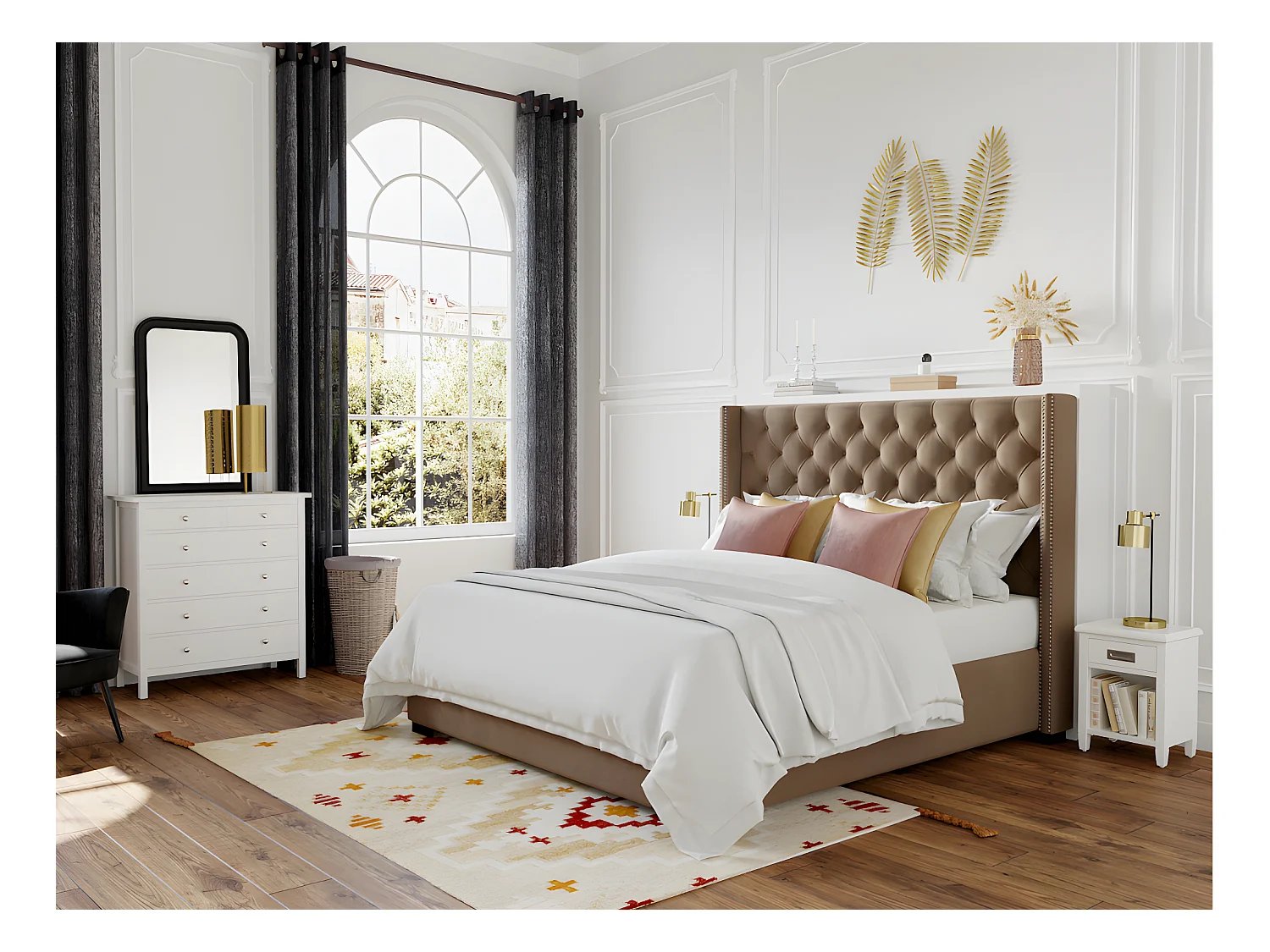 Zestaw 2 szafek nocnych - 1 szuflada i 1 wnęka - Sosna - Biały - GUERANDE