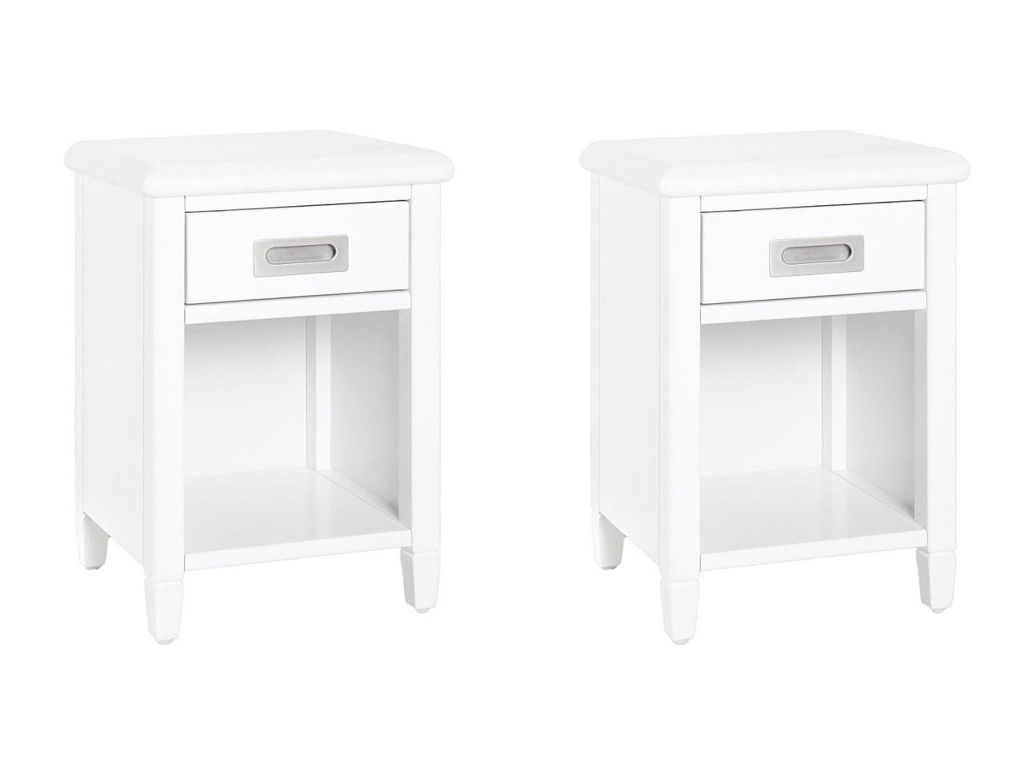 2er-Set Nachttische mit 1 Schublade & 1 Ablage - Pinienholz - Weiß - GUERAN günstig online kaufen