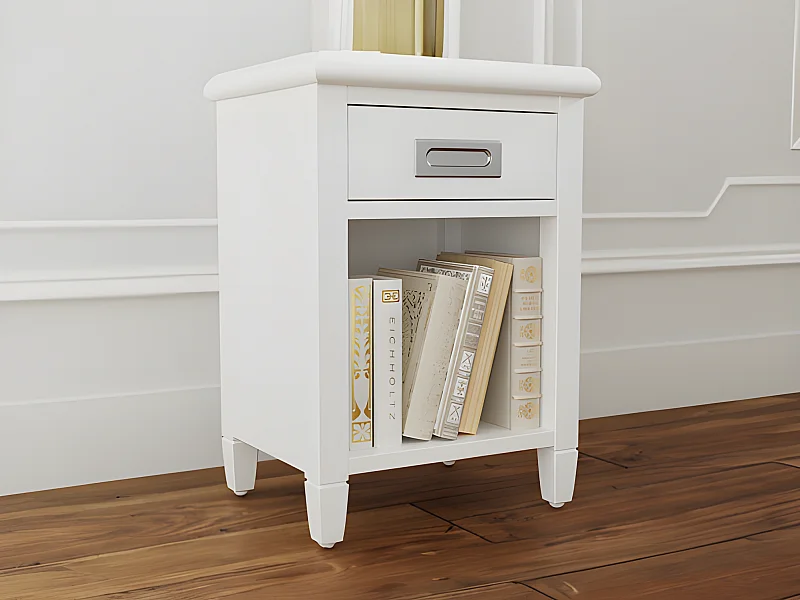 2er-Set Nachttische mit 1 Schublade & 1 Ablage - Pinienholz - Weiß - GUERANDE