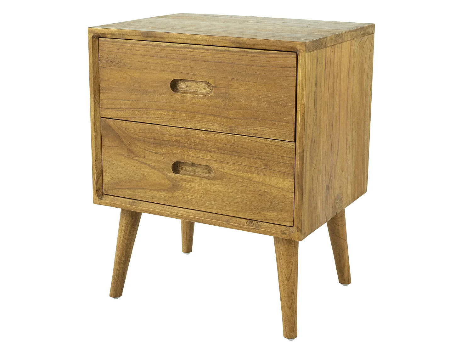 Sæt med 2 natborde med 2 skuffer - Mindi træ - Farve: Naturlig - PONIDA