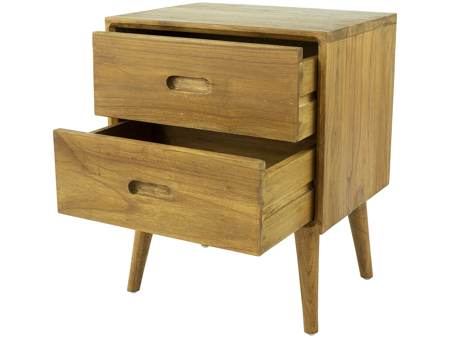 Comodino 2 cassetti Legno di Mindi Naturale - Lotto di 2 - PONIDA