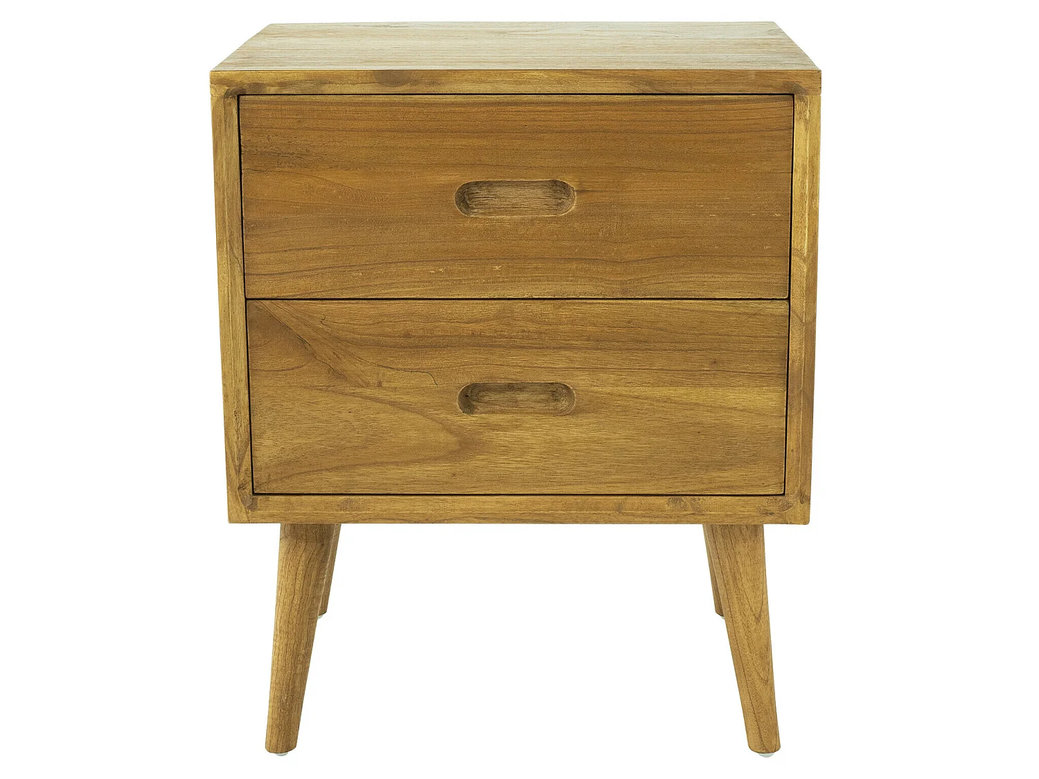 Comodino 2 cassetti Legno di Mindi Naturale - Lotto di 2 - PONIDA