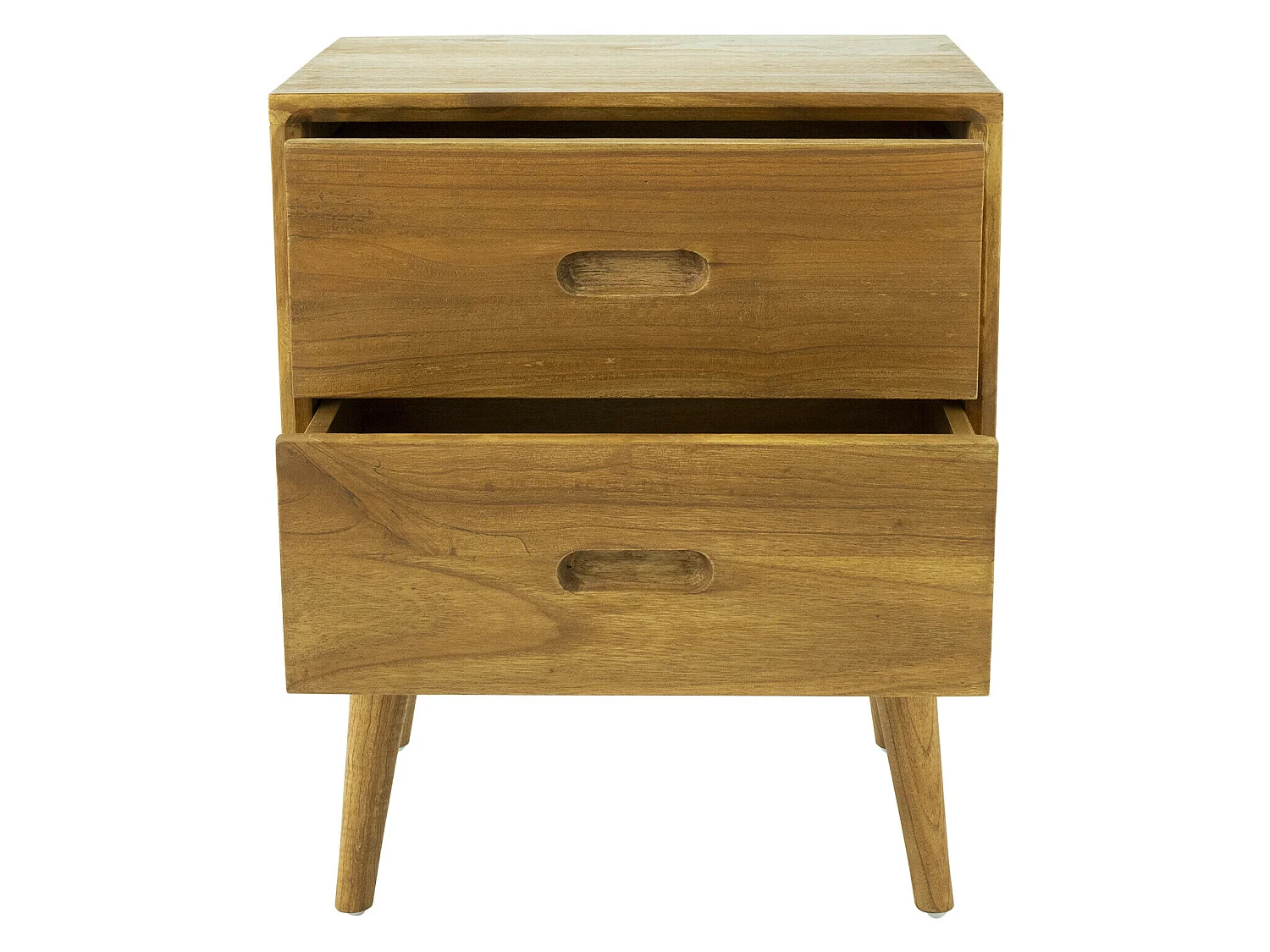 Comodino 2 cassetti Legno di Mindi Naturale - Lotto di 2 - PONIDA
