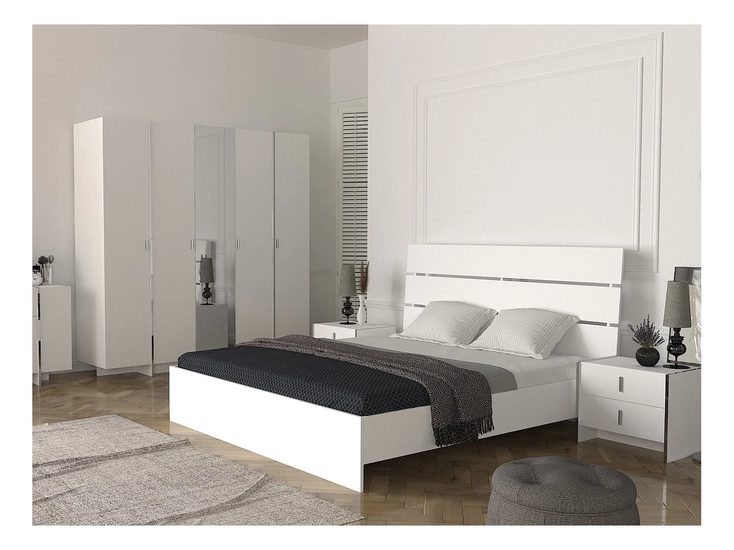 Conjunto de 2 mesitas de noche con 2 cajones - Blanco - CADEBA