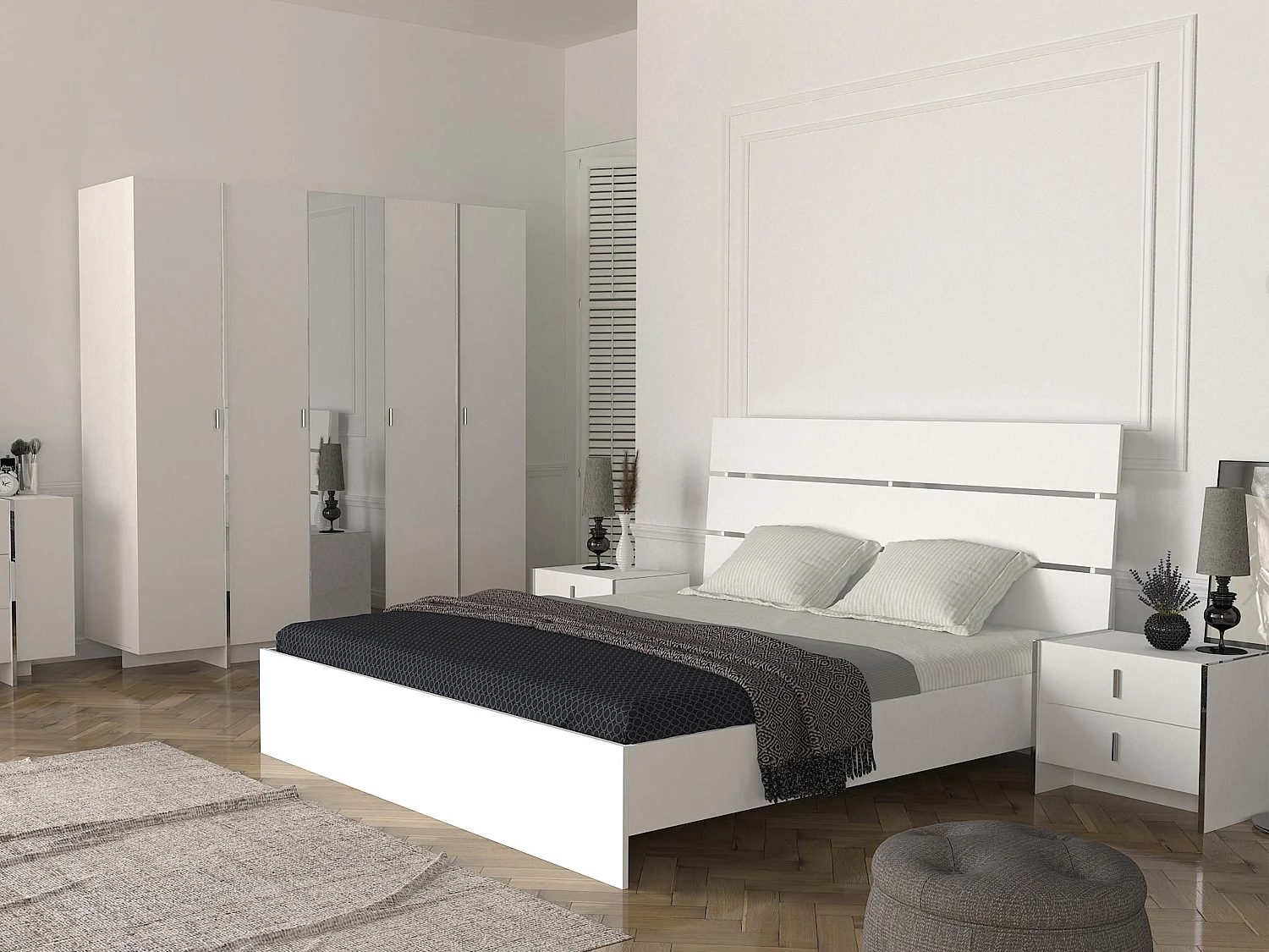 Lot de 2 tables de chevet 2 tiroirs - Blanc - CADEBA