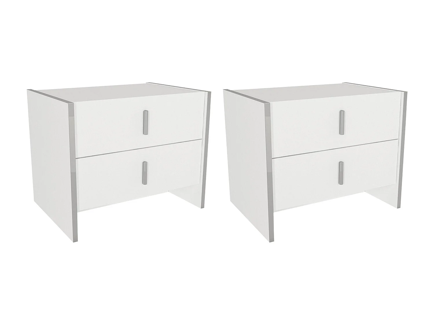 Lot de 2 tables de chevet 2 tiroirs - Blanc - CADEBA